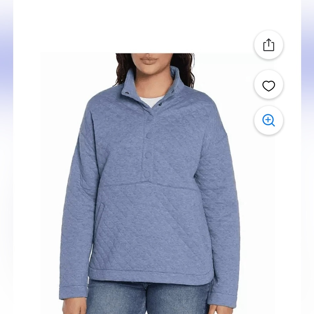 Eddie Bauer Quilted Button-Placket Pullover in Light Blue Sz L